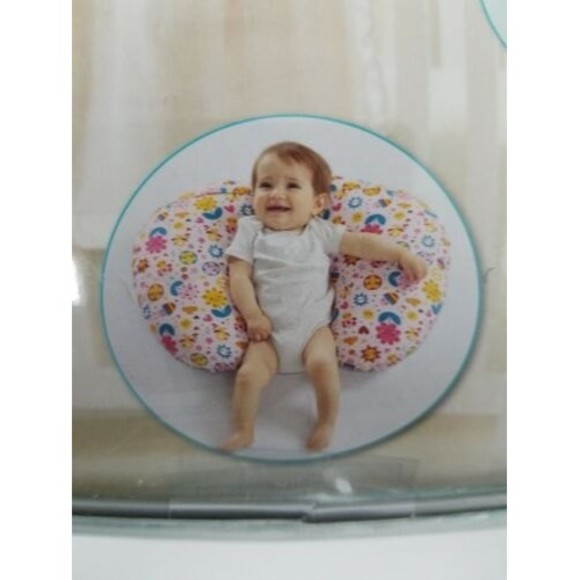 Little Journey Feeding and Support Pillow Pink With Extra Plush Cover Blue Green - Picture 2 of 9